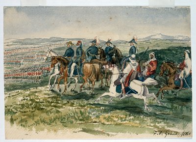 Los Guardias y los Highlanders recibidos por Omar Pasha y el Mariscal St Arnaud comandados por el Duque de Cambridge en Aladyn, 6 de Julio de 1854 de Francis Grant
