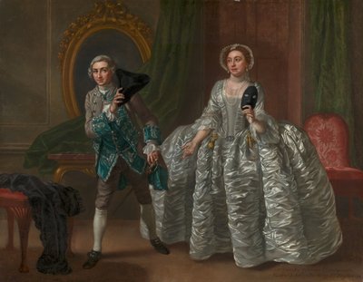 David Garrick y la Sra. Pritchard en "El marido sospechoso" de Benjamin Hoadley de Francis Hayman