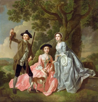 George Rogers con su esposa, Margaret, y su hermana, Margaret Rogers, c.1748-50 de Francis Hayman