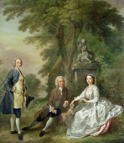 Jonathan Tyers (d.1767) y su hija, Elizabeth, y su esposo, John Wood, c.1750-52 de Francis Hayman