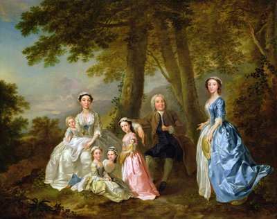 Samuel Richardson sentado con su segunda familia de Francis Hayman