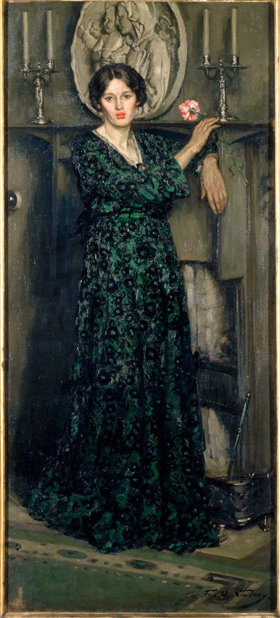 La dama del clavel, c.1919 (óleo sobre lienzo) de Francis Henry Newbery