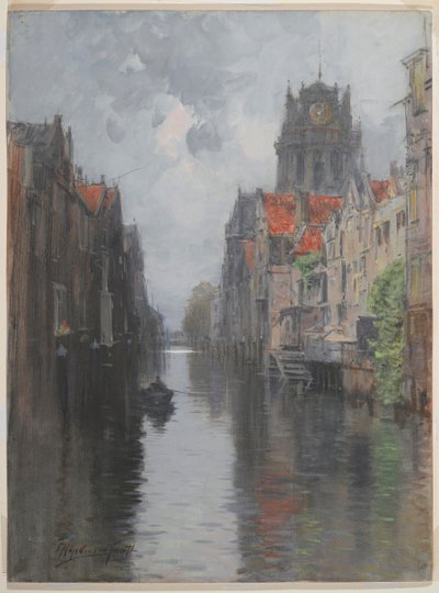 Detrás de la Groote Kirk, Dordrecht, c.1880s de Francis Hopkinson Smith