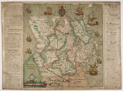 Mapa de Ulster (pluma y tinta con aguada sobre papel) de Francis Jobson