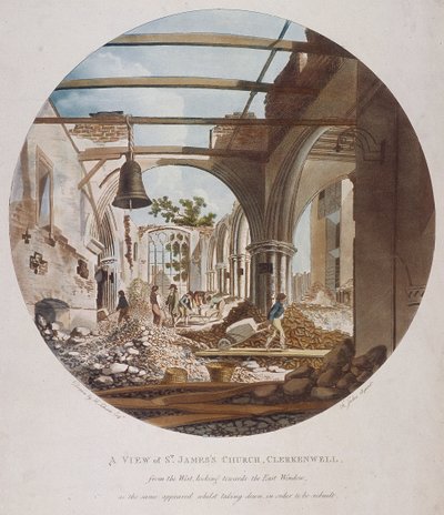 Vista de la Iglesia de St James, Clerkenwell, Islington, Londres, 1789 de Francis Jukes