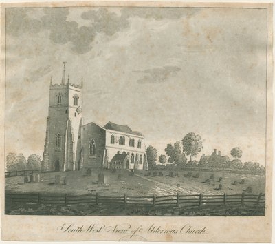 Iglesia de Alrewas: grabado en aguatinta, nd [?siglo XVIII] de Francis Jukes