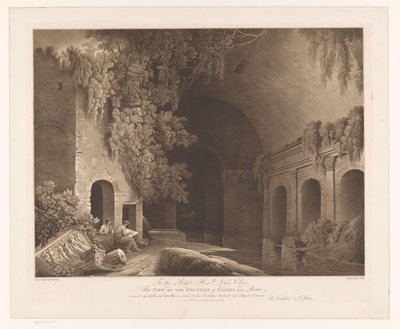 Dos dibujantes en el Ninfeo de Egeria en el Parque de la Caffarella, cerca de Roma
Vista de la Fuente de Egeria cerca de Roma (título en el objeto) de Francis Jukes