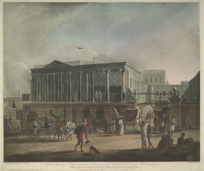 Vista de una casa, fábrica y bazar en Calcuta de Francis Jukes