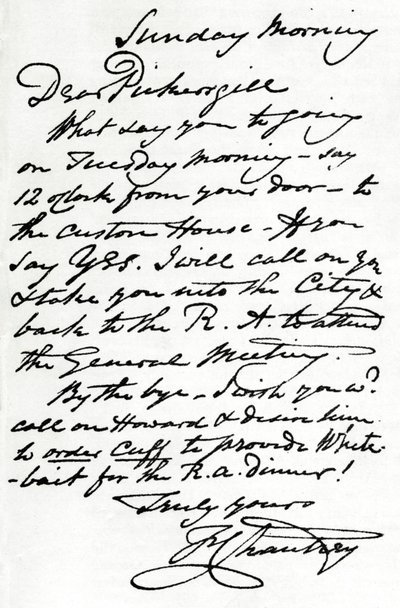 Una carta de Francis Leggatt Chantrey, 1839 1904 de Francis Legatt Chantrey