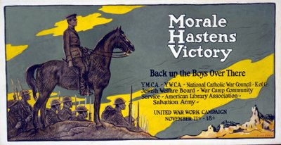 La moral acelera la victoria - Apoya a los chicos allá, Campaña de Trabajo de Guerra Unida, 11-18 de noviembre, pub. 1918 de Francis Luis Mora