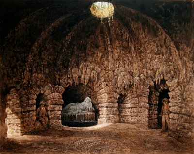 Interior de la gruta, Stourhead de Francis Nicholson