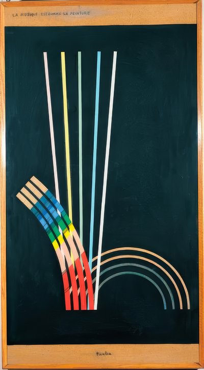 Todos. Líneas negras, blancas, rojas, azules, amarillas, curvas, rectas, arcos. de Francis Picabia