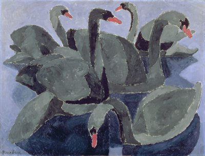 Cisnes negros sobre fondo azul, c.1909 (óleo sobre lienzo) de Francis Picabia