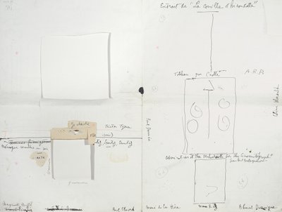Maqueta del boletín dadaísta "391", número 14, que contiene una copia de la firma de Ingres. de Francis Picabia