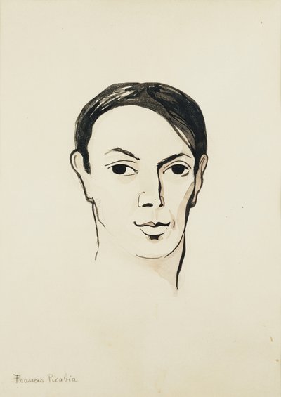 Retrato de Pablo Picasso; Portrait de Pablo Picasso, c. 1902-1905 (acuarela, pincel y tinta negra y lápiz sobre papel) de Francis Picabia