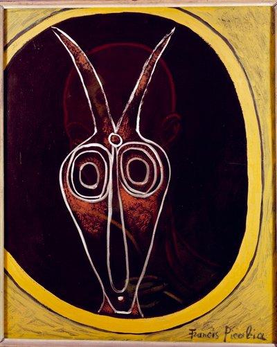 Transparencia. Cara de hombre y cabeza de animal con cuerno superpuesto, siglo XX (óleo sobre lienzo) de Francis Picabia