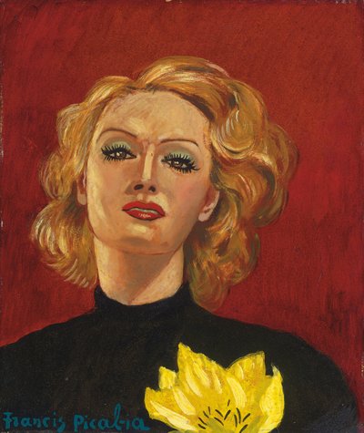 Mujer con una flor amarilla, c. 1941-2 (óleo sobre tabla) de Francis Picabia