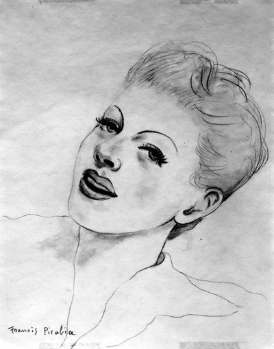Rostro de mujer inclinada hacia atrás, de Francis Picabia (1879-1953); lápiz de grafito sobre papel. de Francis Picabia