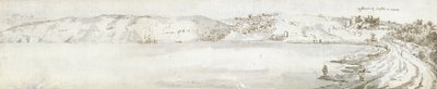 Castillo de Oystermouth, c.1678 (acuarela y tinta marrón sobre papel) de Francis Place