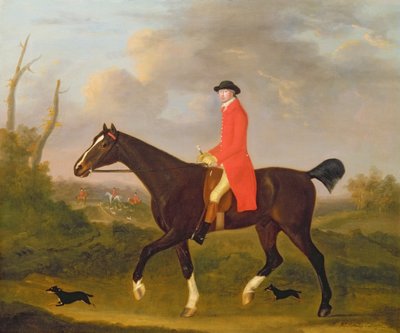 Un caballero en su cazador cabalgando hacia los sabuesos de Francis Sartorius