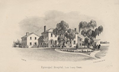 Hospital Episcopal, litografía por P.S. Duval y Hijo, 1856 de Francis Schell