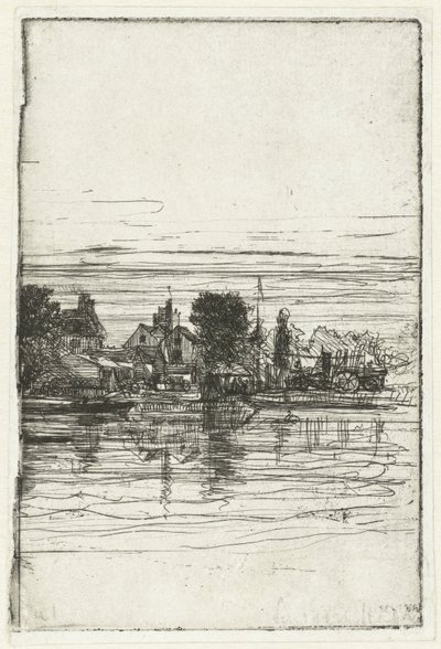 Pueblo en el agua lado del támesis de Francis Seymour Haden (Sir) (signed by artist)