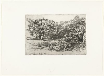 Paisaje con una manada de animales. la manada Werrington (título sobre el objeto) de Francis Seymour Haden (Sir) (signed by artist)