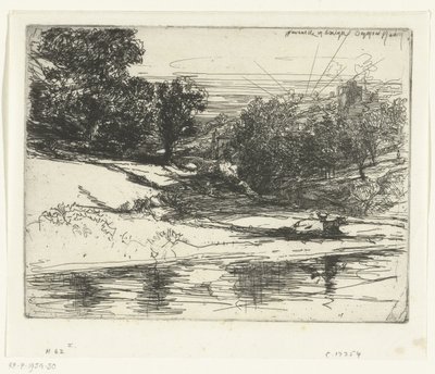 Paisaje de New Castle en Gales Newcastle en Emlyn (título sobre el objeto) de Francis Seymour Haden (Sir) (signed by artist)