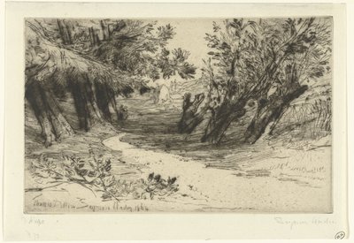 Pad langs het agua El paseo de los enamorados Thames Ditton (título sobre el objeto) de Francis Seymour Haden (Sir) (signed by artist)