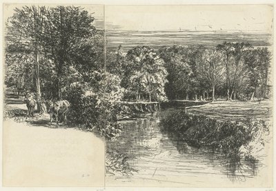 Dos burros y el río Dundrum los dos culos Río Dundrum de Francis Seymour Haden (Sir) (signed by artist)