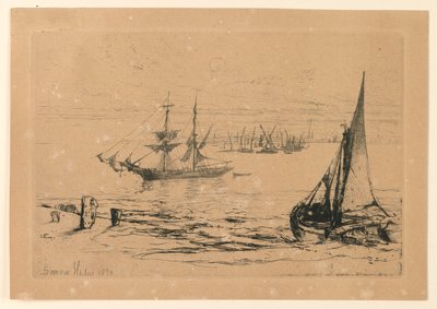 Un bergantín anclado de Francis Seymour Haden
