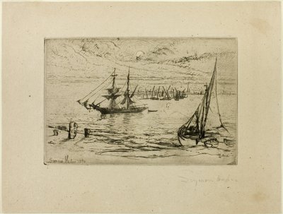Un bergantín anclado de Francis Seymour Haden
