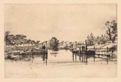 Egham Lock, 1859 de Francis Seymour Haden