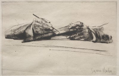 Manos grabando en seco de Francis Seymour Haden