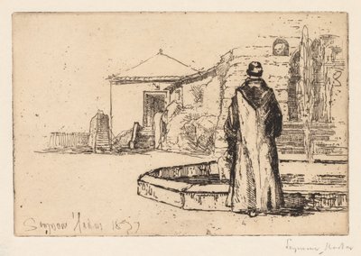 Monje en una fuente de Francis Seymour Haden