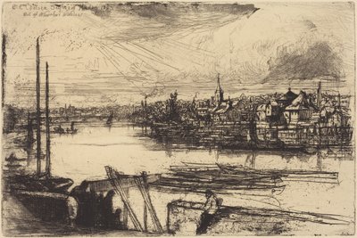 El viejo Chelsea, desde la ventana de Whistler (Battersea Reach) de Francis Seymour Haden