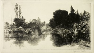 Estanque Shere Mill, No. II (placa grande) de Francis Seymour Haden