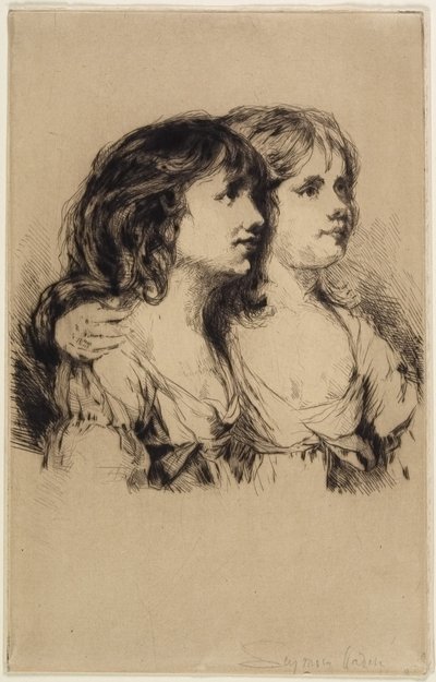 Los gemelos-Sarah y Anne Haden (No. 2), 1885 de Francis Seymour Haden