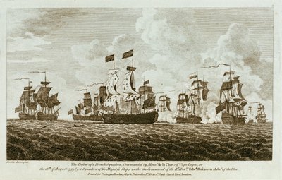 Doce estampas de combates navales. La Derrota de una Escuadra Francesa, comandada por Monsr de la Clue, frente al Cabo Lagos, el 18 de Agosto de 1759, por una Escuadra de Navíos de Su Majestad bajo el Mando del Rt Honble Edwd. Boscawen Adml of the Blue