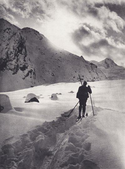 Alpes Orientales: Tarde en el glaciar Roseg (foto en blanco y negro) de Francis Sydney Smythe