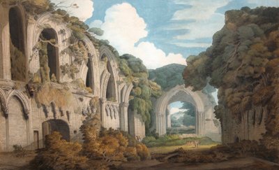 Vista de la abadía de Glastonbury de Francis Towne