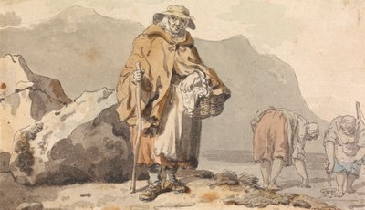Una vieja pescadora con dos mujeres buscando cebo de Francis Wheatley