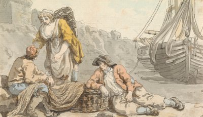 Pescadores con cestas y redes de Francis Wheatley