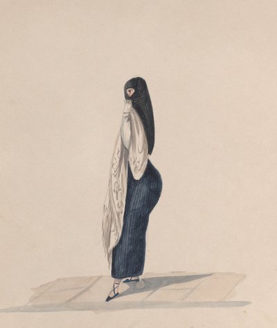 Una mujer con saya de perfil, de un grupo de dibujos que representan a peruanos, ca. 184 de Francisco