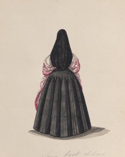 Una mujer con saya vista desde atrás, de un grupo de dibujos de Francisco