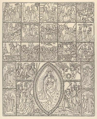 Los quince misterios y la Virgen del Rosario Impresión moderna de Francisco Doménech
