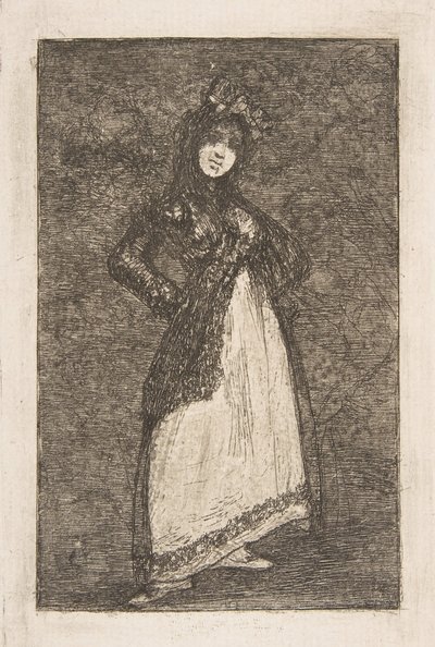 Una Maja de pie contra un fondo oscuro Maja de Francisco de Goya