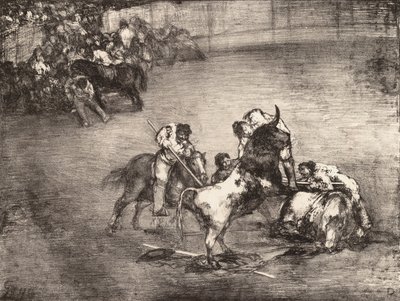 Un picador atrapado por un toro, de los 