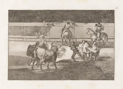 Banderillas de Fuego (Banderillas with Firecrackers), Plate 31 from La tauromaquia de Francisco de Goya