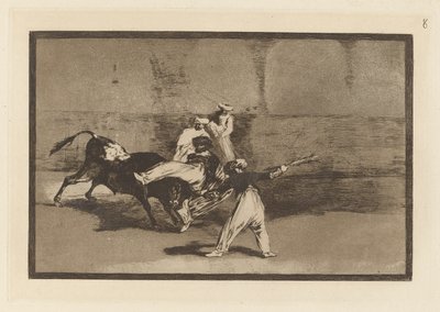 Cogida de un Moro estando en la plaza (A Moor Caught by the Bull in the Ring), Plate 8 from La tauromaquia de Francisco de Goya